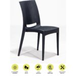 Sandalie Home Rattan 4 Kişilik Bahçe Balkon Masa Takımı - Antrasit - Görsel 3