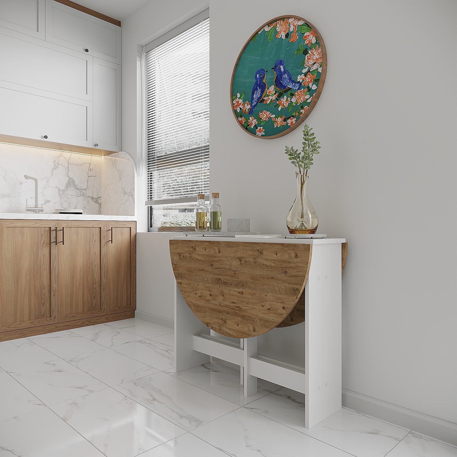 110000599689672.jpg Ankara Orman Ürünleri Pratik Katlanır - Açılır Kapanır Yuvarlak Mutfak Yemek Çalışma Masası - 6 Kişilik - %100 Mdf - Görsel 1