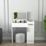 Arnetti İnci Çekmeceli Dolaplı Aynalı Makyaj Masası, Beyaz - İnci