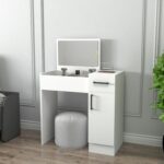 Arnetti İnci Çekmeceli Dolaplı Aynalı Makyaj Masası, Beyaz - İnci - Görsel 2