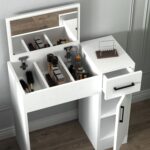 Arnetti İnci Çekmeceli Dolaplı Aynalı Makyaj Masası, Beyaz - İnci - Görsel 3