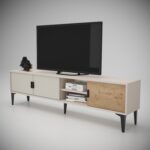 Cool Home Marin Tv Ünitesi Tv Sehpası 180 cm Çizgi Desenli , Raflı , Sis Gri - Görsel 2