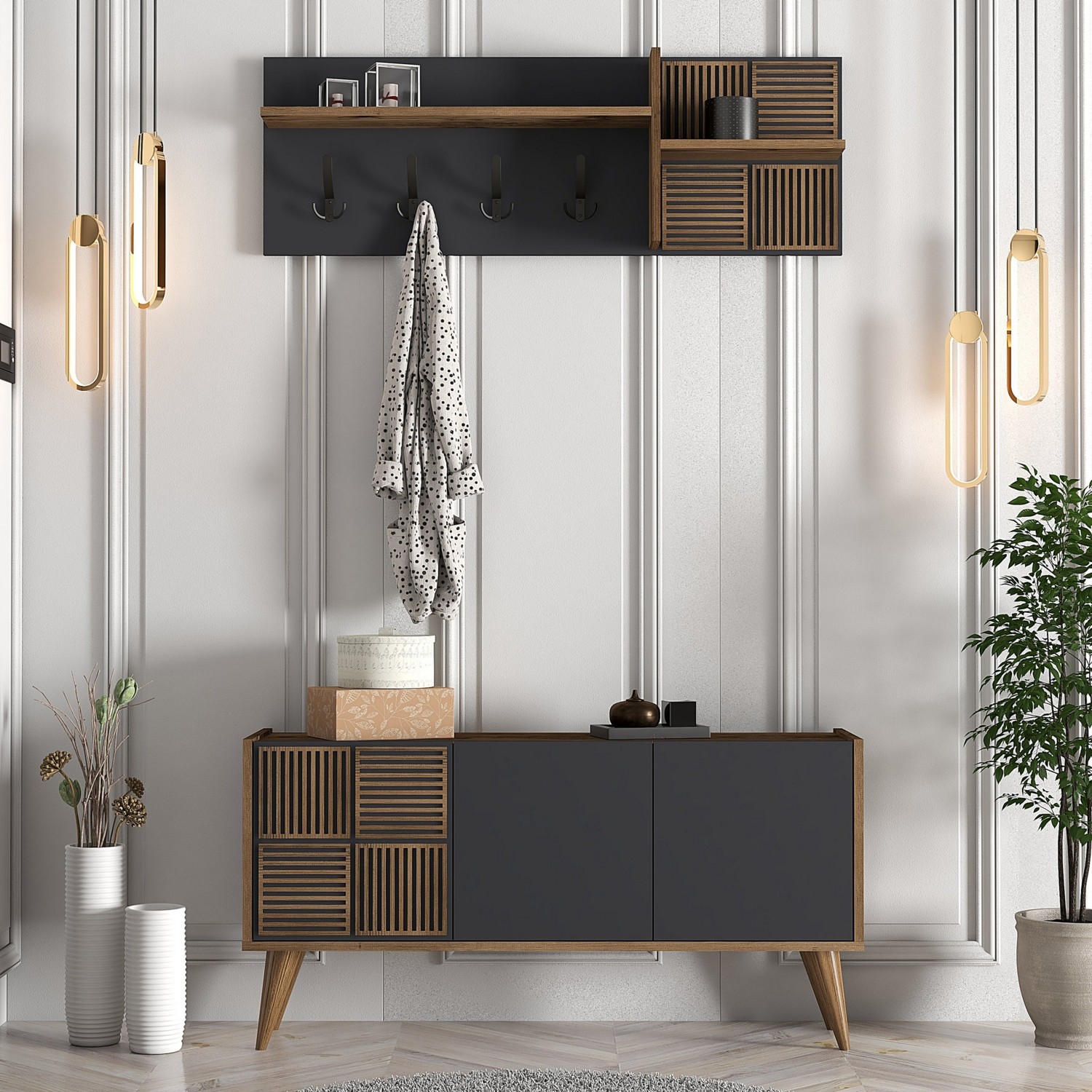 110000609878517.jpg Variant Mobilya Variant Siena Portmanto - Ceviz / Antrasit - Görsel 1