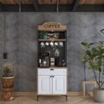 Rani JE157 Işıklı Kahve Köşesi Membran Kapaklı Çekmeceli Çok Amaçlı Mutfak Dolabı Sepet Ceviz - Beyaz - Görsel 3