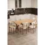 EVDEMO Trend 6 Kişilik Mutfak Masa Takımı Atlantik Çam-Krem-Kahve