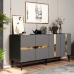 Cantek Dizayn Vannia Konsol 4 Kapaklı Antrasit-Altın - Görsel 2