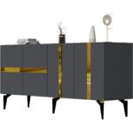 Cantek Dizayn Vannia Konsol 4 Kapaklı Antrasit-Altın - Görsel 3