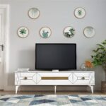 Demonte Dekor 3 Kapaklı, Şık, Kullanışlı Ceneyra Tv Ünitesi Beyaz-Altın - Görsel 2