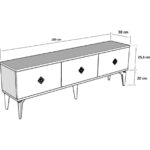 Demonte Dekor 3 Kapaklı, Şık, Kullanışlı Ceneyra Tv Ünitesi Beyaz-Altın - Görsel 5