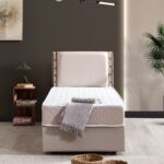 Setay Retro Tek Kişilik Baza Başlık Orthosoft Yatak Seti - Krem - Görsel 2