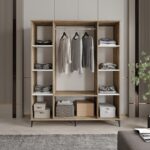 Afilli Arya 4 Kapaklı Gardrop Tamamı Mdf( Atlas Çam Beyaz ) - Görsel 3