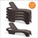 Peronline Brezza Royal Rattan Bahçe Havuz Şezlong Kahverengi 4 Adet