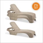 Peronline Brezza Royal Rattan Bahçe Havuz Şezlong Cappuccino 2 Adet