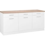 T Designo Ares Mutfak Çekmeceli Alt Modül 150 cm Beyaz Tezgah Dahil