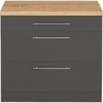 T Designo Aysel Mutfak Çekmeceli Alt Modül 80 cm Antrasit - Tezgah Dahil - Görsel 2