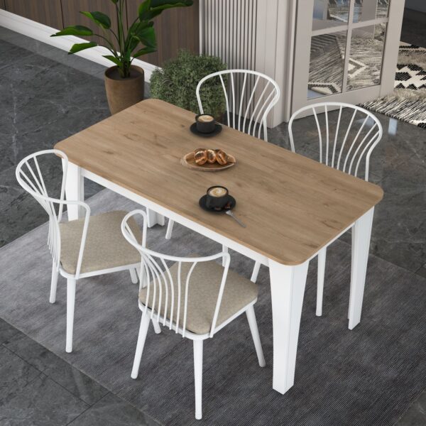 Rani JC114 Mutfak Masa Sandalye Takımı Sepet Ceviz - Beyaz