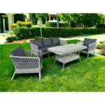 Monalin Home Garden I Loft 5'Li Oturma Takımı (Gri) I Rattan El Örgüsü Bahçe Mobilyası - Görsel 2