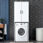 Rani KD110 Çamaşır Makinesi Dolabı 2 Kapaklı 2 Raflı Banyo Dolabı Beyaz - Görsel 3