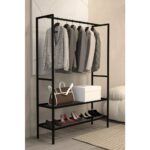 Aju Gardırop Açık Elbise Askılığı Ayakkabılık Metal Butik Askılık 2raflı Çok Amaçlı Modern Elbise Dolabı