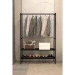 Aju Gardırop Açık Elbise Askılığı Ayakkabılık Metal Butik Askılık 2raflı Çok Amaçlı Modern Elbise Dolabı - Görsel 2