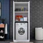 Rani KD109 Çamaşır Makinesi Dolabı 4 Kapaklı 2 Raflı Banyo Dolabı Beyaz - Görsel 3