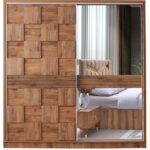 Avm 24 Cenevre Gardırop-Ceviz-207x60x215cm-Sürgülü Aynalı Kapak-Ücretsiz Nakliye Ve Montaj
