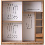 Avm 24 Cenevre Gardırop-Ceviz-207x60x215cm-Sürgülü Aynalı Kapak-Ücretsiz Nakliye Ve Montaj - Görsel 2