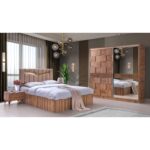 Avm 24 Cenevre Gardırop-Ceviz-207x60x215cm-Sürgülü Aynalı Kapak-Ücretsiz Nakliye Ve Montaj - Görsel 5