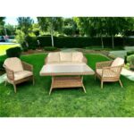 Monalin Home Garden Miami 5 Kişilik(3-1-1-Masa) Rattan Örgü Bahçe & Balkon & Teras Oturma Grubu Minderli & Camlı & Masalı Takım - Görsel 4