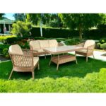 Monalin Home Garden Miami 5 Kişilik(3-1-1-Masa) Rattan Örgü Bahçe & Balkon & Teras Oturma Grubu Minderli & Camlı & Masalı Takım - Görsel 2