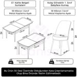 Canisa Pale Serisi 80X132 Açılabilir Beyaz Mutfak Masa Takımı 4 Sandalye Krom Detay - Görsel 5