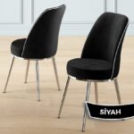 Canisa Pale Serisi 80X132 Açılabilir Siyah Mermer Desen Mutfak Masa Takımı 6 Sandalye Krom Detay - Görsel 3