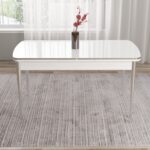 Canisa Pale Serisi 80X132 Açılabilir Beyaz Mutfak Masa Takımı 6 Sandalye Krom Detay - Görsel 4