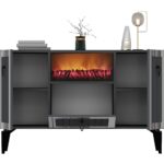 Linda Şömineli Tv Ünitesi ve Şömineli Konsol 2'li Salon Takimi Antrasit-Gümüş - Görsel 4