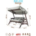 Viranze Ahşap Belek Swing 3 Kişilik Ahşap Dış Mekan Bahçe Balkon ve Teras Salıncağı Gri - Görsel 7
