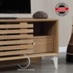 Pasific Home Lulu Metal Ayaklı Sürgülü Tv Ünitesi, 100 Cm, Meşe - Görsel 3