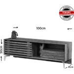 Pasific Home Lulu Metal Ayaklı Sürgülü Tv Ünitesi, 100 Cm, Meşe - Görsel 5