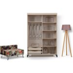 Pasific Home Huga Sürgülü 2 Kapaklı Aynalı Gardırop, Meşe, 120 cm - Görsel 4