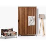 Pasific Home Huga Sürgülü 2 Kapaklı Aynalı Gardırop, Ceviz ,120 cm