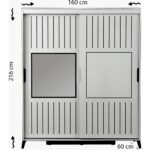 Pasific Home Huga Sürgülü 2 Kapaklı Aynalı Gardırop, Ceviz ,160 cm - Görsel 5