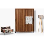 Pasific Home Huga Sürgülü 2 Kapaklı Aynalı Gardırop, Ceviz ,140 cm