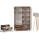 Pasific Home Huga Sürgülü 2 Kapaklı Aynalı Gardırop, Ceviz ,140 cm - Görsel 4