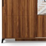 Pasific Home Huga Sürgülü 2 Kapaklı Aynalı Gardırop, Ceviz ,130 cm - Görsel 3