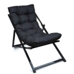 Hundemir Katlanabilir Minderli  Bahçe Balkon  Teras Şezlong 2 Şezlong 1 Sehpa (Siyahiskelet ) - Görsel 2