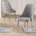Canisa Concept Krax Serisi  Babyface Kumaş Yemek Odası Sandalye Gümüş Metal Ayak 1 Adet Sandalye
