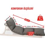 Xpermate Pofuduk Şezlong Minderi Çantalı 60X180X12CM Su Itici,katlanır,uv Güneş Dayanımı, Fermuar, Antrasit - Görsel 2