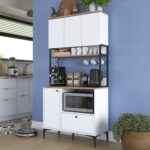 Rani JE159 Çok Amaçlı Dolap 4 Kapaklı 1 Çekmeceli Kiler Mutfak Dolabı Beyaz - Sepet Ceviz