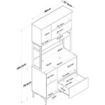 Rani JE159 Çok Amaçlı Dolap 4 Kapaklı 1 Çekmeceli Kiler Mutfak Dolabı Beyaz - Sepet Ceviz - Görsel 2