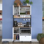 Rani JE159 Çok Amaçlı Dolap 4 Kapaklı 1 Çekmeceli Kiler Mutfak Dolabı Beyaz - Sepet Ceviz - Görsel 4