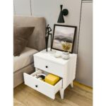 Montenero Komodin Parlak Beyaz Çekmeceli Ahşap Komodin Yatak Odası - Görsel 3